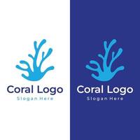 hermoso y colorido diseño creativo del logotipo de arrecife de coral natural bajo el agua. Arrecifes de coral para hábitat de peces. vector