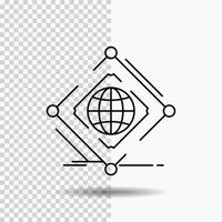 Complex. global. internet. net. web Line Icon on Transparent Background. Black Icon Vector Illustration