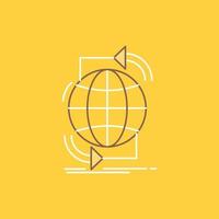 Connectivity. global. internet. network. web Flat Line Filled Icon. Beautiful Logo button over yellow background for UI and UX. website or mobile application vector