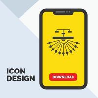 optimization. site. site. structure. Web Glyph Icon in Mobile for Download Page. Yellow Background vector