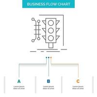 City. management. monitoring. smart. traffic Business Flow Chart Design with 3 Steps. Line Icon For Presentation Background Template Place for text vector