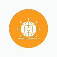 business. global. international. network. web White Glyph Icon in Circle. Vector Button illustration