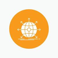 business. global. international. network. web White Glyph Icon in Circle. Vector Button illustration