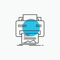 Digital. printer. printing. hardware. paper Line Icon vector