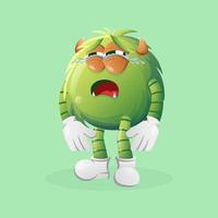 Cute green monster crying vector