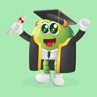 lindo monstruo verde recién graduado vector