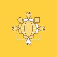 función. instrucción. lógica. operación. icono lleno de línea plana de reunión. hermoso botón de logotipo sobre fondo amarillo para ui y ux. sitio web o aplicación móvil vector