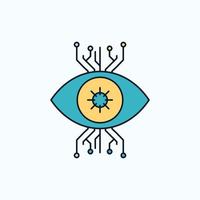 Infrastructure. monitoring. surveillance. vision. eye Flat Icon. green and Yellow sign and symbols for website and Mobile appliation. vector illustration