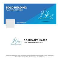 Blue Business Logo Template for hill. landscape. nature. mountain. sun. Facebook Timeline Banner Design. vector web banner background illustration