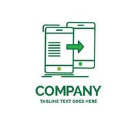 data. Sharing. sync. synchronization. syncing Flat Business Logo template. Creative Green Brand Name Design. vector