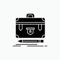 maletín. negocio. financiero. administración. icono de glifo de cartera. ilustración vectorial aislada vector