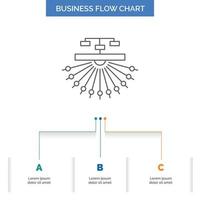 mejoramiento. sitio. sitio. estructura. diseño de diagrama de flujo de negocios web con 3 pasos. icono de línea para el lugar de plantilla de fondo de presentación para texto vector