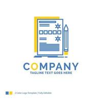 Component. data. design. hardware. system Blue Yellow Business Logo template. Creative Design Template Place for Tagline. vector