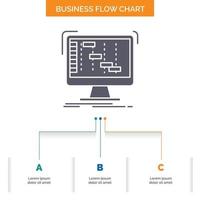 Ableton. application. daw. digital. sequencer Business Flow Chart Design with 3 Steps. Glyph Icon For Presentation Background Template Place for text. vector