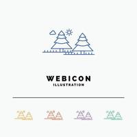 forest. camping. jungle. tree. pines 5 Color Line Web Icon Template isolated on white. Vector illustration