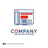 Company Name Logo Design For Admin. console. panel. root. software. Blue and red Brand Name Design with place for Tagline. Abstract Creative Logo template for Small and Large Business. vector