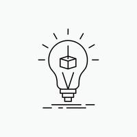 3d Cube. idea. bulb. printing. box Line Icon. Vector isolated illustration