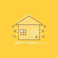 Automation. home. house. smart. network Flat Line Filled Icon. Beautiful Logo button over yellow background for UI and UX. website or mobile application vector