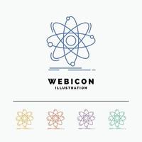 átomo. Ciencias. química. física. plantilla de icono web de línea de color nuclear 5 aislada en blanco. ilustración vectorial vector