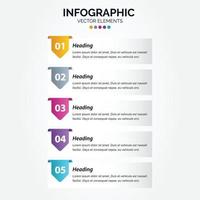 Vertical Infographic design template with 5 options or steps. vector