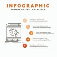 Draft. engineering. process. prototype. prototyping Infographics Template for Website and Presentation. Line Gray icon with Orange infographic style vector illustration