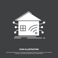 automatización. hogar. casa. inteligente. icono de red. símbolo de vector de glifo para ui y ux. sitio web o aplicación móvil