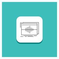 Round Button for Audio. frequency. hertz. sequence. wave Line icon Turquoise Background vector