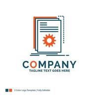 App. build. developer. program. script Logo Design. Blue and Orange Brand Name Design. Place for Tagline. Business Logo template. vector