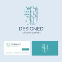 measure. caliper. calipers. physics. measurement Business Logo Line Icon Symbol for your business. Turquoise Business Cards with Brand logo template vector