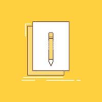 Code. edit. editor. language. program Flat Line Filled Icon. Beautiful Logo button over yellow background for UI and UX. website or mobile application vector