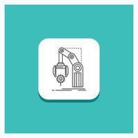 Round Button for Automation. factory. hand. mechanism. package Line icon Turquoise Background vector