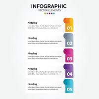 Timeline 5 options Vertical Infographic for presentations workflow process diagram flow chart report vector