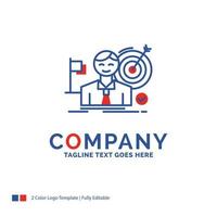 Company Name Logo Design For business. goal. hit. market. success. Blue and red Brand Name Design with place for Tagline. Abstract Creative Logo template for Small and Large Business. vector