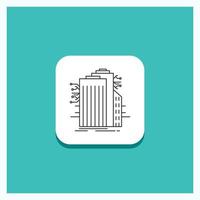 Round Button for Building. Technology. Smart City. Connected. internet Line icon Turquoise Background vector