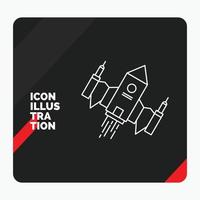 Red and Black Creative presentation Background for spacecraft. spaceship. ship. space. alien Line Icon vector