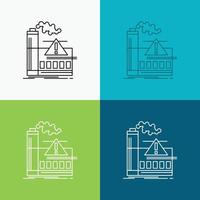 pollution. Factory. Air. Alert. industry Icon Over Various Background. Line style design. designed for web and app. Eps 10 vector illustration