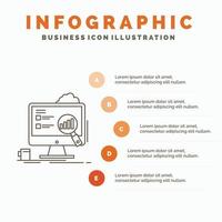 analytics. board. presentation. laptop. statistics Infographics Template for Website and Presentation. Line Gray icon with Orange infographic style vector illustration