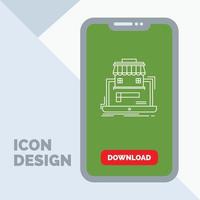 business. marketplace. organization. data. online market Line Icon in Mobile for Download Page vector