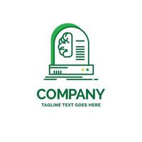 Ai. brain. future. intelligence. machine Flat Business Logo template. Creative Green Brand Name Design. vector