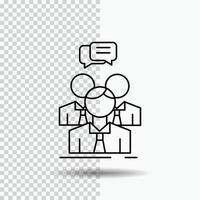 group. business. meeting. people. team Line Icon on Transparent Background. Black Icon Vector Illustration