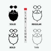 moustache. Hipster. movember. beared. men Icon in Thin. Regular. Bold Line and Glyph Style. Vector illustration