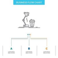 studio. design. coffee. lamp. flash Business Flow Chart Design with 3 Steps. Line Icon For Presentation Background Template Place for text vector