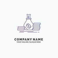 Accumulation. bag. investment. loan. money Purple Business Logo Template. Place for Tagline vector