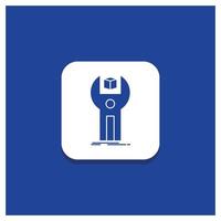 Blue Round Button for SDK. App. development. kit. programming Glyph icon vector