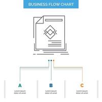 ad. advertisement. leaflet. magazine. page Business Flow Chart Design with 3 Steps. Line Icon For Presentation Background Template Place for text vector