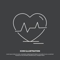 ecg. heart. heartbeat. pulse. beat Icon. Line vector symbol for UI and UX. website or mobile application