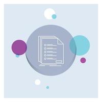 Check. filing. list. listing. registration White Line Icon colorful Circle Background vector