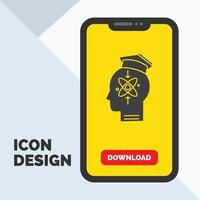 capacidad. cabeza. humano. conocimiento. icono de glifo de habilidad en el móvil para la página de descarga. fondo amarillo vector