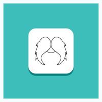 Round Button for moustache. Hipster. movember. male. men Line icon Turquoise Background vector