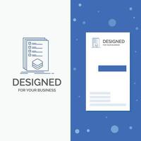 Business Logo for Categories. check. list. listing. mark. Vertical Blue Business .Visiting Card template vector